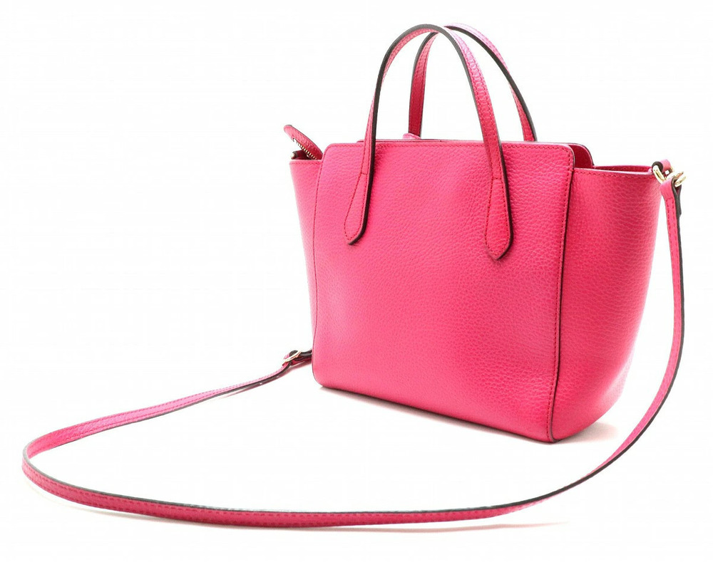 Gucci Swing Handbag Crossbody Bag Leather Pink - Picture 2 of 9